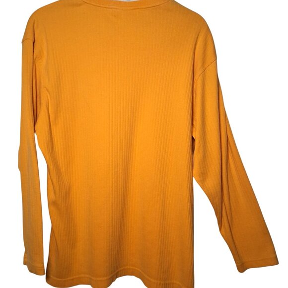 Vintage 1990s Tommy Jeans Shirt Men L Ribbed Knit Gold Long Sleeve V Neck - Picture 3 of 9